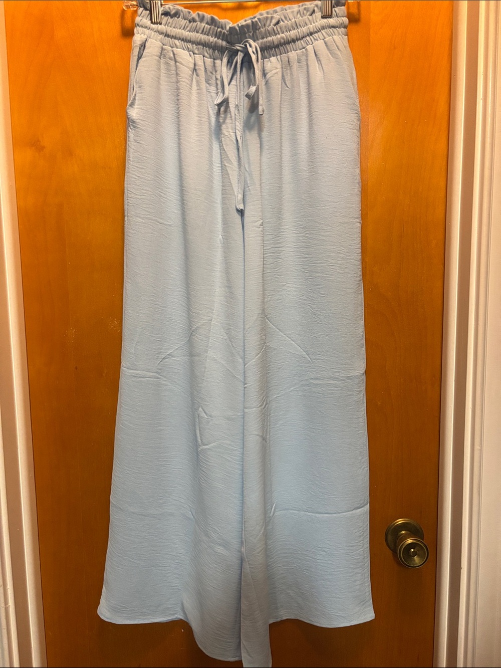 Light Blue Wide Leg Drawstring Pants